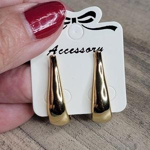 Gold Plated Teardrop Hoop Earrings .